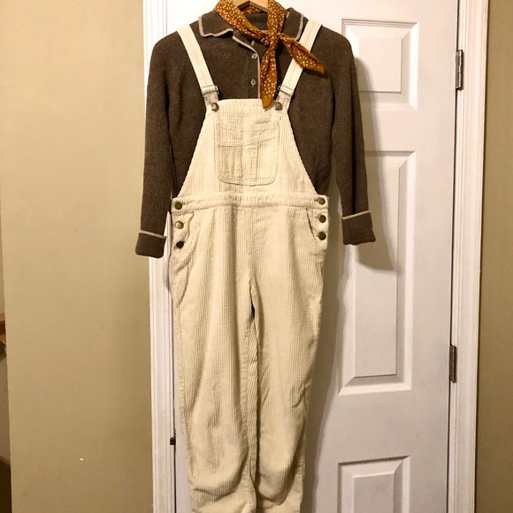 Vintage Denim - 💐White/Creme Vintage Corduroy Overalls🌸